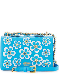 Moschino Floral Appliqu Chain Shoulder Bag Blue