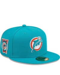 New Era Aqua Miami Dolphins 30th Anniversary Patch Logo 59fifty Fitted Hat