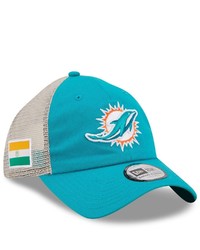New Era Aquawhite Miami Dolphins Flag 9twenty Trucker Snapback Hat