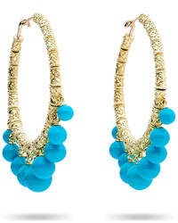 Paul Morelli Turquoise Beaded Bell Hoop Earrings