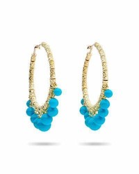 Paul Morelli Turquoise Beaded Bell Hoop Earrings