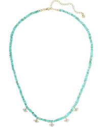 Sydney Evan Evil Eye 14 Karat Gold Diamond And Turquoise Necklace