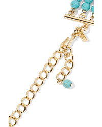 Kenneth Jay Lane Gold Plated Beaded Necklace Turquoise