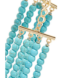 Kenneth Jay Lane Gold Plated Beaded Necklace Turquoise