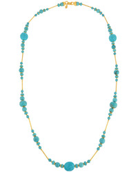 Jose & Maria Barrera Long Reconstituted Turquoise Beaded Necklace