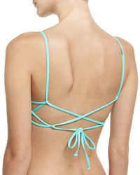 L-Space L Space Ruched Center Tie Back Swim Top Turquoise