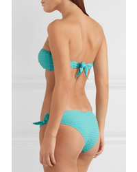 Heidi Klein Santa Barbara Seersucker Bandeau Bikini Top Turquoise