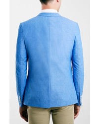 Topman Blue Oxford Skinny Fit Blazer