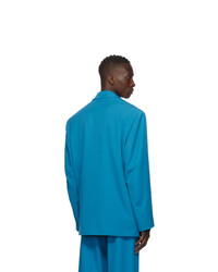 Balenciaga Blue Wool Plaid Boxy Blazer