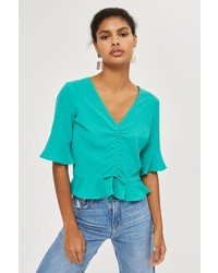 Topshop Short Sleeve Ruched Blouse