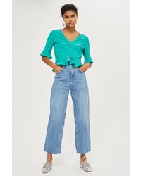 Topshop Short Sleeve Ruched Blouse