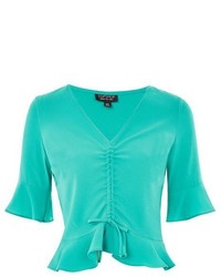 Topshop Short Sleeve Ruched Blouse