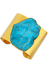Dina Mackney 22k Plated Gold Large Turquoise Cuff