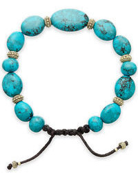Lauren Ralph Lauren Gold Tone Reconstituted Turquoise Beaded Cord Wrap Bracelet
