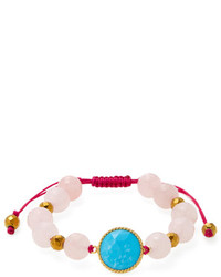 Rose Quartz Pyrite Turquoise Station Bracelet