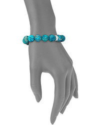 Nest Turquoise Jasper Sterling Silver Logo Beaded Stretch Bracelet
