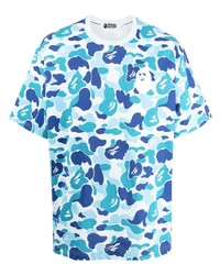 Aquamarine Camouflage Crew-neck T-shirt