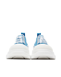 Alexander McQueen Blue Canvas Tread Slick Sneakers