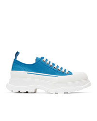 Alexander McQueen Blue Canvas Tread Slick Sneakers