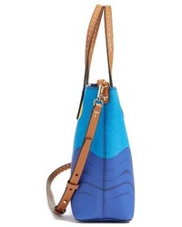 Tory Burch Small Kerrington Parrot Coated Canvas Tote Blue