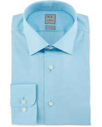 Ike Behar Solid Chambray Woven Dress Shirt Aqua