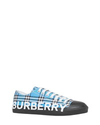 Aquamarine Check Canvas Low Top Sneakers