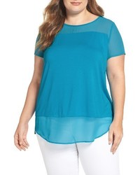 Vince Camuto Plus Size Mixed Media Top