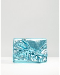 Asos Metallic Soft Bow Clutch Bag