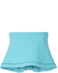 Elizabeth and James Anjelique Cropped Pointelle Trimmed Stretch Ponte Top Turquoise