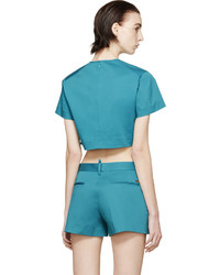 Dsquared2 Peacock Blue Twill Crop Top