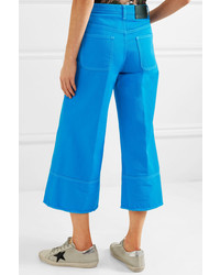 MSGM Cropped High Rise Wide Leg Jeans
