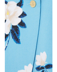 Draper James Cutout Floral Print Cotton Piqu Playsuit Blue