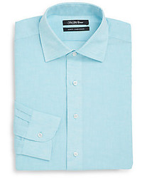 Saks Fifth Avenue Slim Fit Solid Linen Cotton Dress Shirt