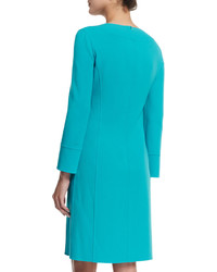 Michael Kors Michl Kors Collection Long Sleeve Split Neck Tunic Dress Aqua