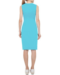 Akris Punto Ruched Side Sleeveless Dress Turquoise