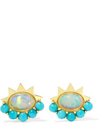 Ileana Makri 18 Karat Gold Turquoise And Opal Earrings