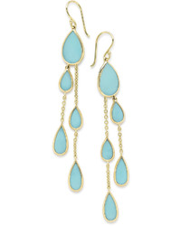 Ippolita 18k Polished Rock Candy Multi Pear 2 Chain Drop Earrings In Turquoise