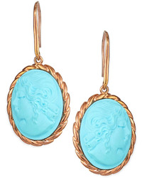 Amedeo Lady Profile Turquoise Cameo Earrings