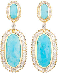 Kendra Scott Baguette Trim Oval Drop Earrings Turquoise