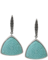Stephen Dweck Carved Turquoise Triangle Earrings