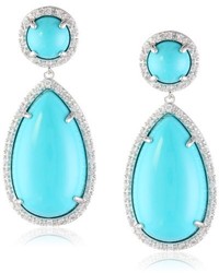 Kenneth Jay Lane Cz By Trend Reconstituted Turquoise And Cubic Zirconia Dangle Earrings