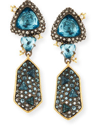Alexis Bittar Double Fancy Cut Crystal Drop Earrings Blue