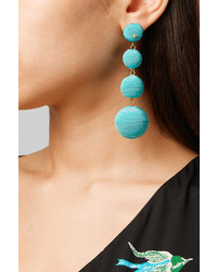 Kenneth Jay Lane Gold Plated Cord Earrings Turquoise