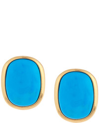 Nakamol Golden Oval Agate Stud Earrings Turquoise