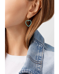 Jennifer Meyer Heart 18 Karat Gold Turquoise Earrings
