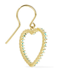 Jennifer Meyer Heart 18 Karat Gold Turquoise Earrings