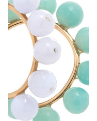 Saskia Diez Holiday Gold Plated Chalcedony And Amazonite Ear Cuffs Turquoise