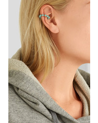 Saskia Diez Holiday Gold Plated Chalcedony And Amazonite Ear Cuffs Turquoise