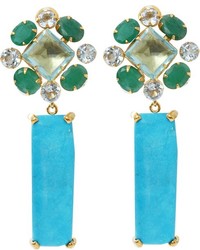 Bounkit Jewelry Emerald Earring With Turquoise Drop