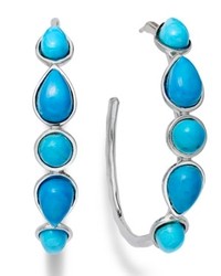 Macy's Sterling Silver Earrings Turquoise Hoop Earrings